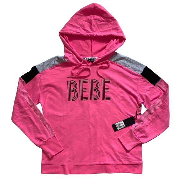 bebe Tops - Bebe Sweatshirt with Hoodie, Pink, Grey and Black NWT
